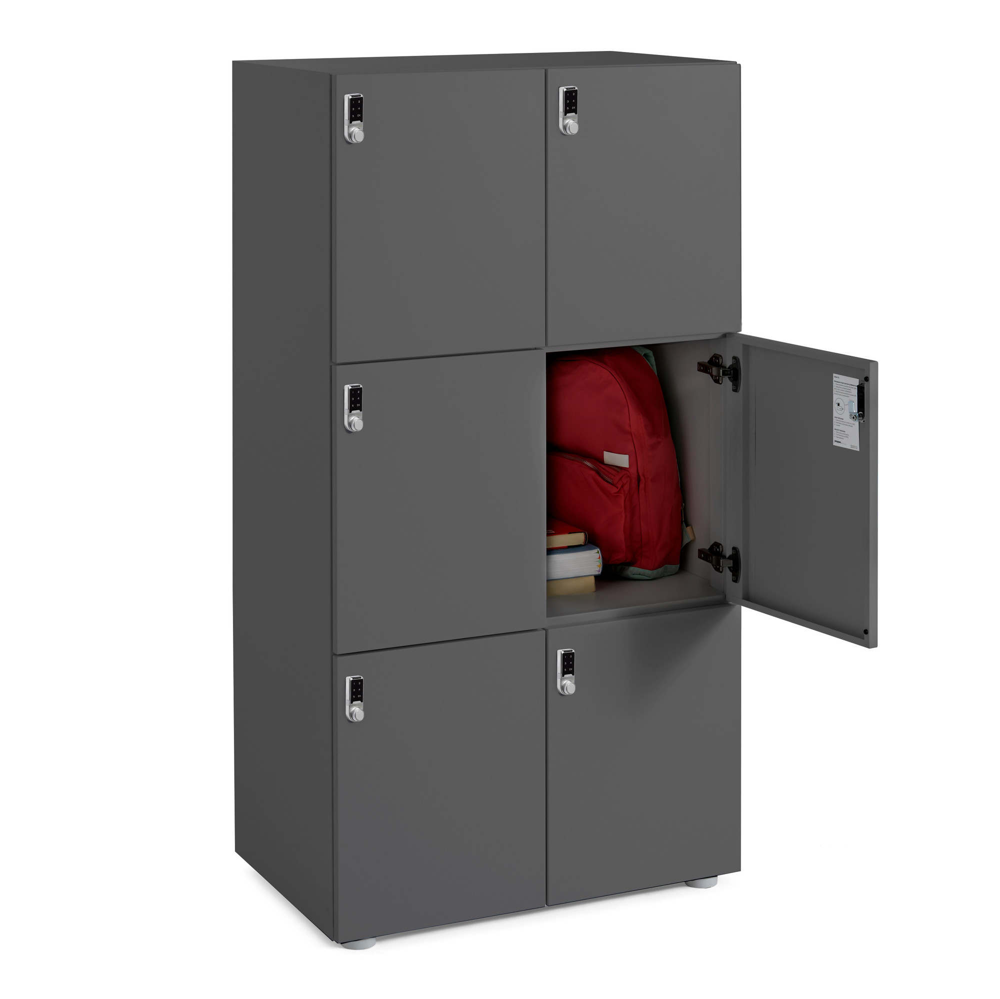 Charcoal Stash Digital 6-Door Locker,Charcoal,hi-res